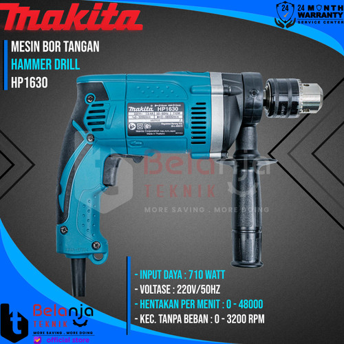 Makita Bor Tangan HP 1630 16 MM HP1630 710 Watt + Bosch X-line 33 Pcs