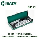 Sata Kunci L Pendek Jumbo Set 14 PCS 09141 Ball Point Hex Key 1-17 MM