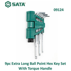 Sata Kunci L 09124 PCS Extra Long Ball Point Hex Key Set Torque Handle