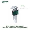 Sata Kunci L Hex Metric Set 9 PCS 09105A Long Arm Ball Point L-Key