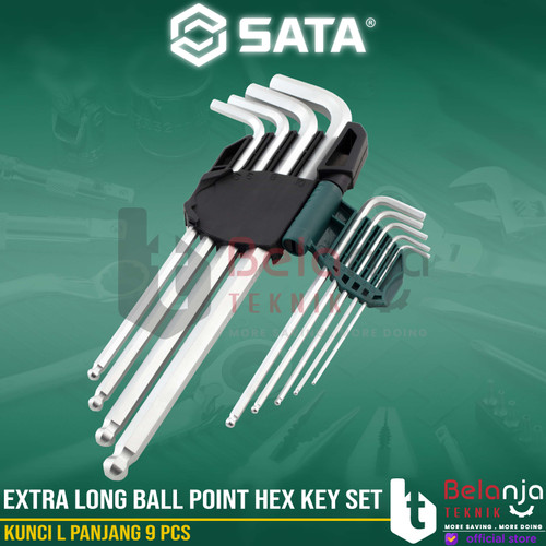Sata KUNCI L Panjang 09101A 9 PCS Extra Long Ball Point Hex Key Set
