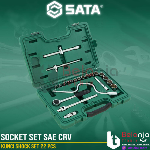 Sata Kunci Shock Set 22 PCS 09088 1/2 Inch DR Socket Set SAE CRV