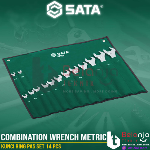 Sata Kunci Ring Pas Set 14 PCS 09069 Combination Wrench Metric CRV
