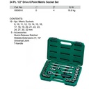 Sata Kunci Socket Set 24 PCS 09060-6 1/2 Inch DR 6PT Metric 9-32MM