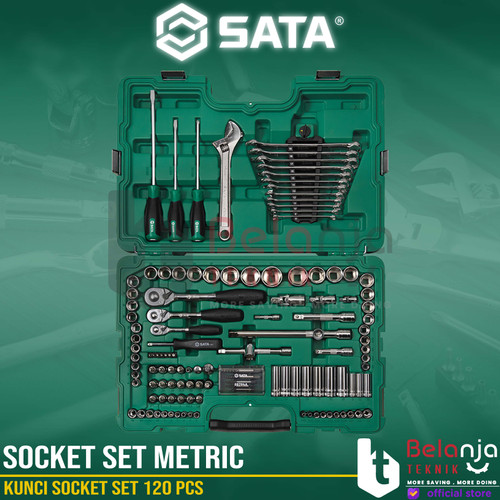 Sata Kunci Socket Set Metric 120 PCS 1/4" 3/8" 1/2" 09014 DR 6 PT