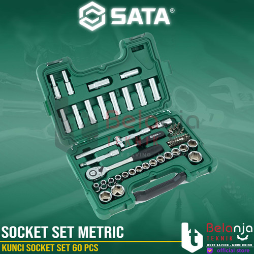 Sata Kunci Socket Set 60 PCS 1/2 Inch 09007 DR 6 PT Socket Set Metric