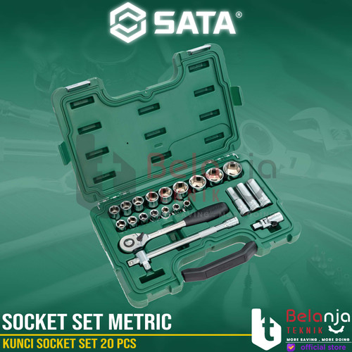 Sata Kunci Socket Set 20 PCS 1/2 Inch 09005 DR 6 PT Socket Set Metric