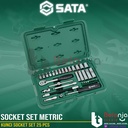 Sata Kunci Socket Set 25 PCS 1/4 Inch 09001 DR 6 PT Socket Set Metric