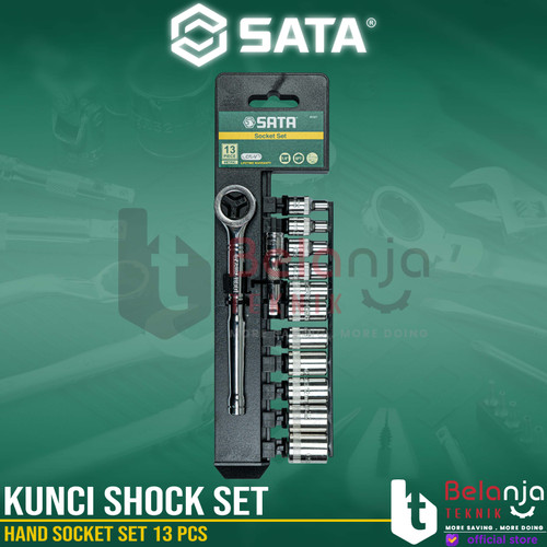 Sata Hand Socket Set 13 Pcs 1/4 Inch 6 PT Kunci Shock Sock Sok 09521