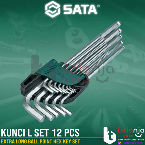 Sata Kunci L Set 12 pcs Long Ball Point Hex Key Set (SAE) 09102