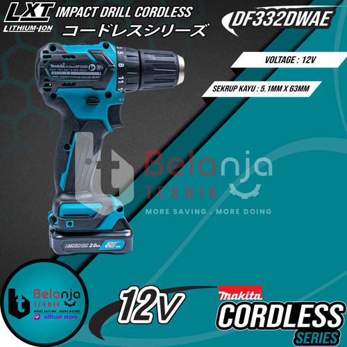 Makita Mesin Bor Obeng Baterai DF332 DWAE Driver Drill Cordless 12V DF