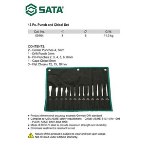 Sata Pahat Set Set 13 PCS 09164 Punch + Chisel Set Perkakas