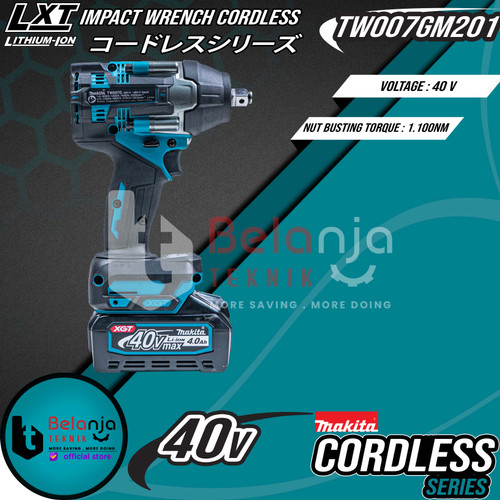 Makita Impact Wrench Cordless TW007GM201 Mesin Pembuka Baut 1/2 Inch
