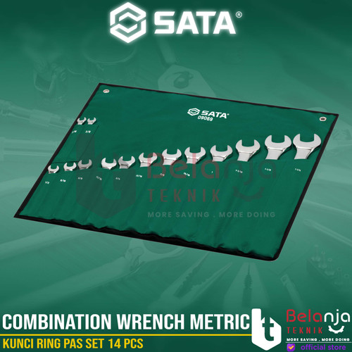 Sata Kunci Ring Pas Set 14 PCS 09069 Combination Wrench Metric CRV