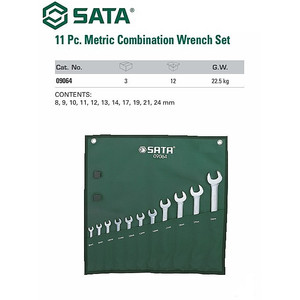 Sata Kunci Ring Pas Set 11 PCS 09064 Combination Wrench Metric 8-24MM