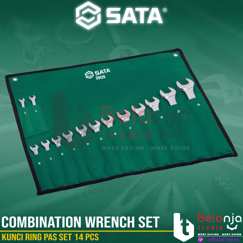 Sata Kunci Ring Pas Set 14 PCS 09026 Combination Wrench Metric 8-24 MM