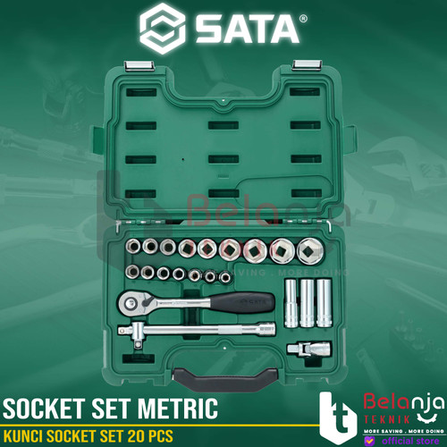 Sata Kunci Socket Set 20 PCS 1/2 Inch 09005 DR 6 PT Socket Set Metric