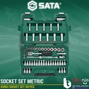 Sata Kunci Socket Set 58 PCS 3/8 Inch 09004 DR 6 PT Socket Set Metric