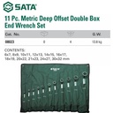 Sata Kunci Ring Set 11 PCS 08023 Deep Offset Double Box Wrench 70°