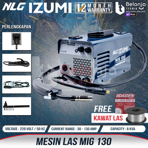 IZUMI Mesin Las Co2 MIG 130 MMA TIG Tanpa Gas 130 A Besi / Stainless
