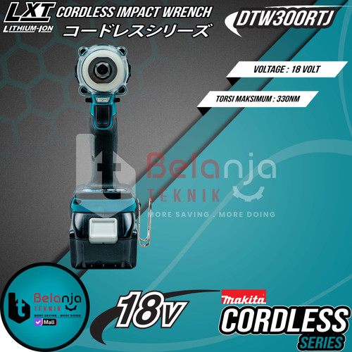 Makita Impact Wrench Cordless DTW300RTJ Pembuka Baut 18V 1/2" DTW 300