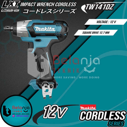 Makita Impact Wrench Cordless TW141DZ Mesin Pembuka Baut Baterai 12V