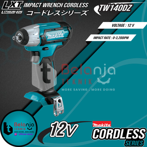 Makita Impact Wrench Cordless TW140DZ Mesin Pembuka Baut Baterai 12V