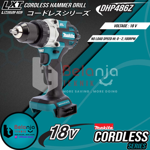 Makita Cordless Hammer Drill DHP486Z Mesin Bor Baterai 18 Volt DHP 486
