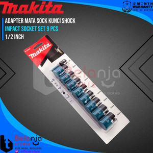 Makita Impact Socket Set 9 Pcs With Adapter Mata Sock Kunci Shock 1/2