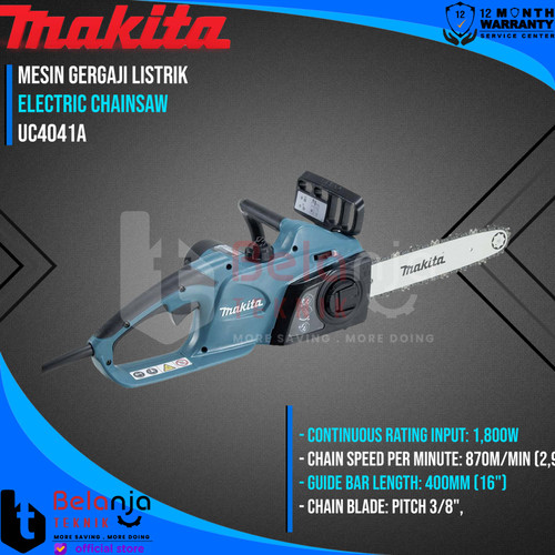Makita Elektrik Chainsaw UC4041A Mesin Gergaji Kayu Listrik 16 Inch