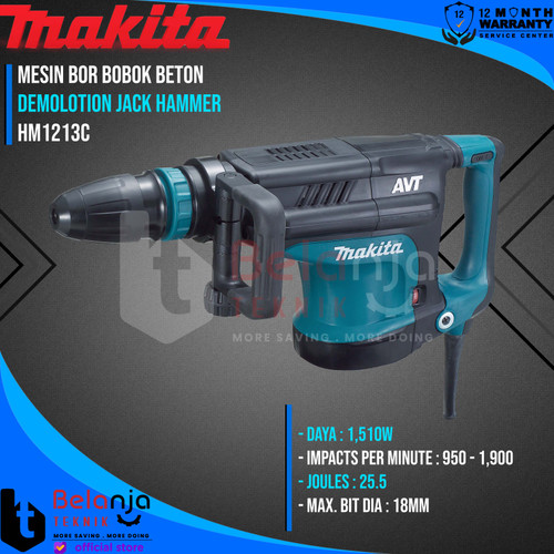 Makita Demolotion Jack Hammer HM 1213 C Mesin Bor Bobok Beton HM1213C