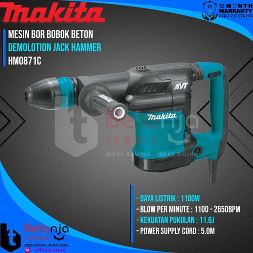 Makita Demolotion Jack Hammer HM 0871 C Mesin Bor Bobok Beton HM0871C