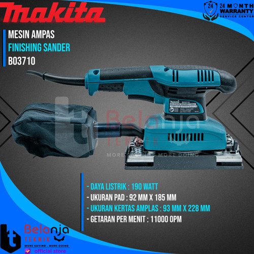 Makita Mesin Amplas Kayu BO 3710 Finishing Sander 180 Watt BO3710
