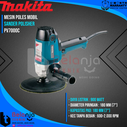 Makita Mesin Poles Mobil PV 7000 C Sander Polisher 7 Inch PV7000C 900W