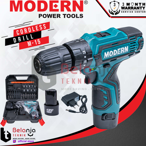 MODERN M15 Bor Cordless Drill Baterai Tembok Batre Tanpa Kabel M 15