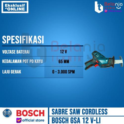 Bosch Sabre Saw Cordless GSA 12V-LI Mesin Gergaji Baterai SOLO 12 V