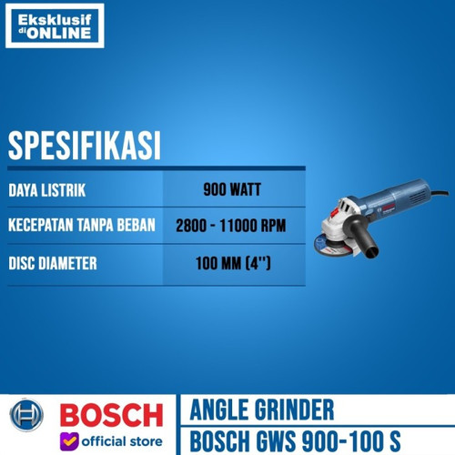Bosch Mesin Gerinda Listrik GWS 900-100 S 4 Inch 900 W + Mata Potong