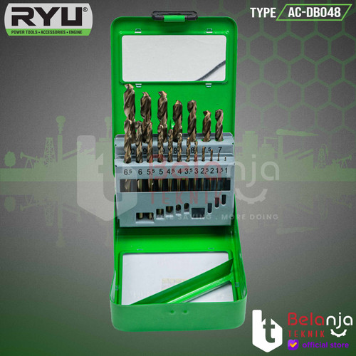 Ryu Drill bits HSS Cobalt SET 19 Pcs Mata Bor HSS Stainless 1-10 MM