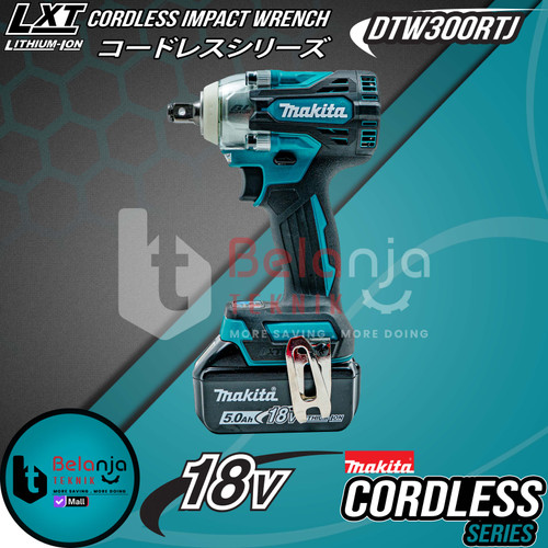 Makita Impact Wrench Cordless DTW300RTJ Pembuka Baut 18V 1/2" DTW 300