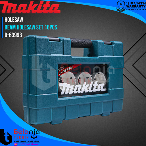 Makita Beam Holesaw Set 16Pcs Mata Bor Pelubang Kayu Pipa Pvc Hole Saw