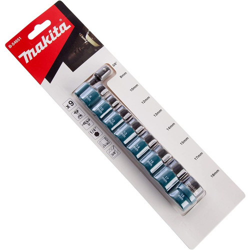 Makita Impact Socket Set 9 Pcs With Adapter Mata Sock Kunci Shock 3/8