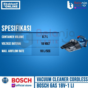 Bosch Mesin Sedot Vacuum Cleaner Cordless Gas 18V-LI Procore 18V 4 AH