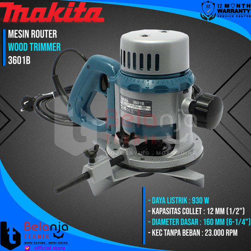 Makita Mesin Router 3601 B Profil Kayu Besar Wood Trimmer 12 MM 3601B