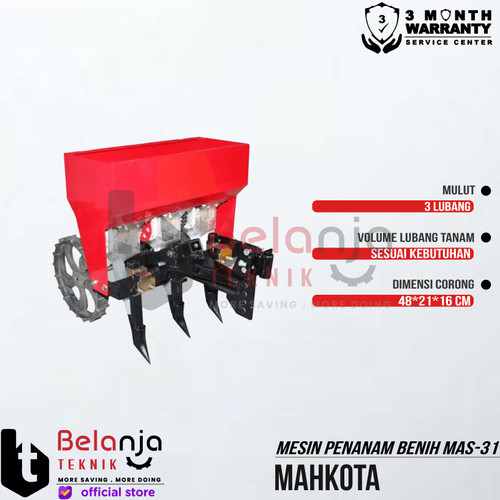 Mahkota Mesin Penanam Benih Jagung dan Biji Bijian 3 Lubang MAS 31