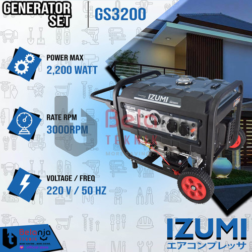 Izumi NLG Genset Bensin GS3200 Generator Set Listrik 2000 Watt GS 3200