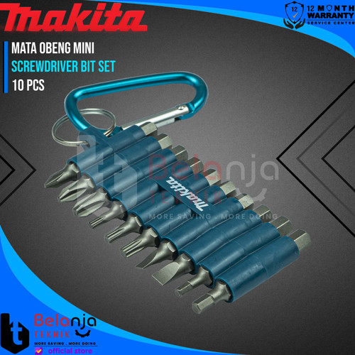 Makita Screwdriver Bit Set 10 Pcs Mata Obeng Mini Hex 1/4 Inch D-67620