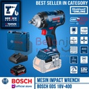 Bosch Mesin Impact Wrench Cordless GDS 18V-400 Charger Baterai 4 Ah