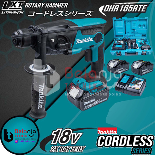 Makita Mesin Bor Beton Baterai DHR165 RTE Rotary Hammer Cordless 18V