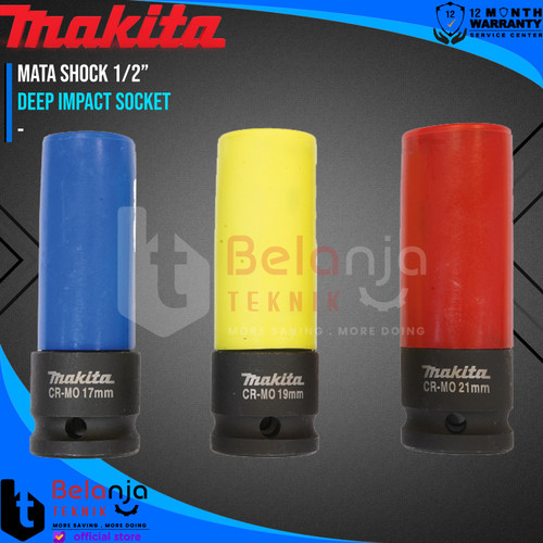 Makita Deep Impact Socket 1/2" Inch Set 3 Pcs Mata Shock Sok Sock 1/2