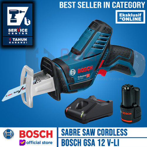 Bosch Mesin Sabre Saw Cordless GSA 12V-LI Charger Baterai 12 V 3 AH